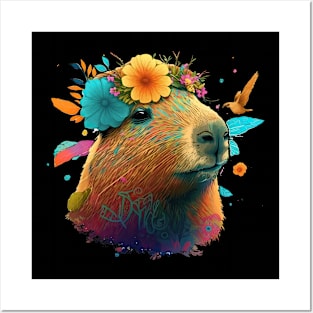 Capybara Hippie Posters and Art